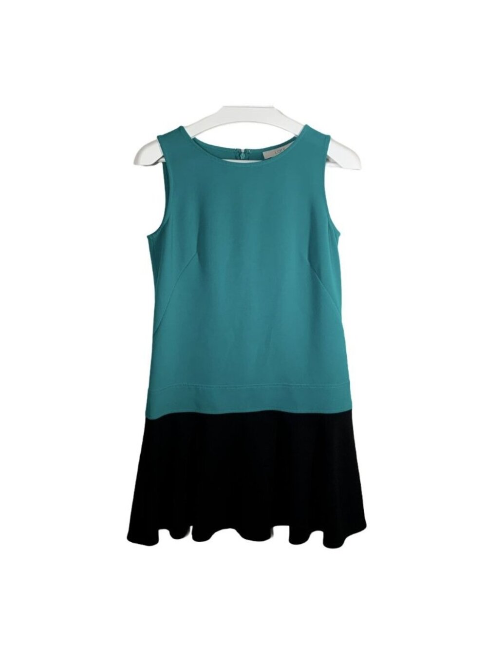 LOFT Colorblock Dress Size 2 Green Black Sleeveless Work Casual